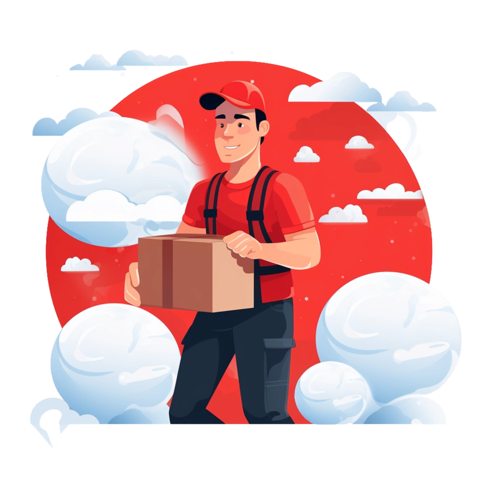 Delivery service worker with parcel in hands ai generated png