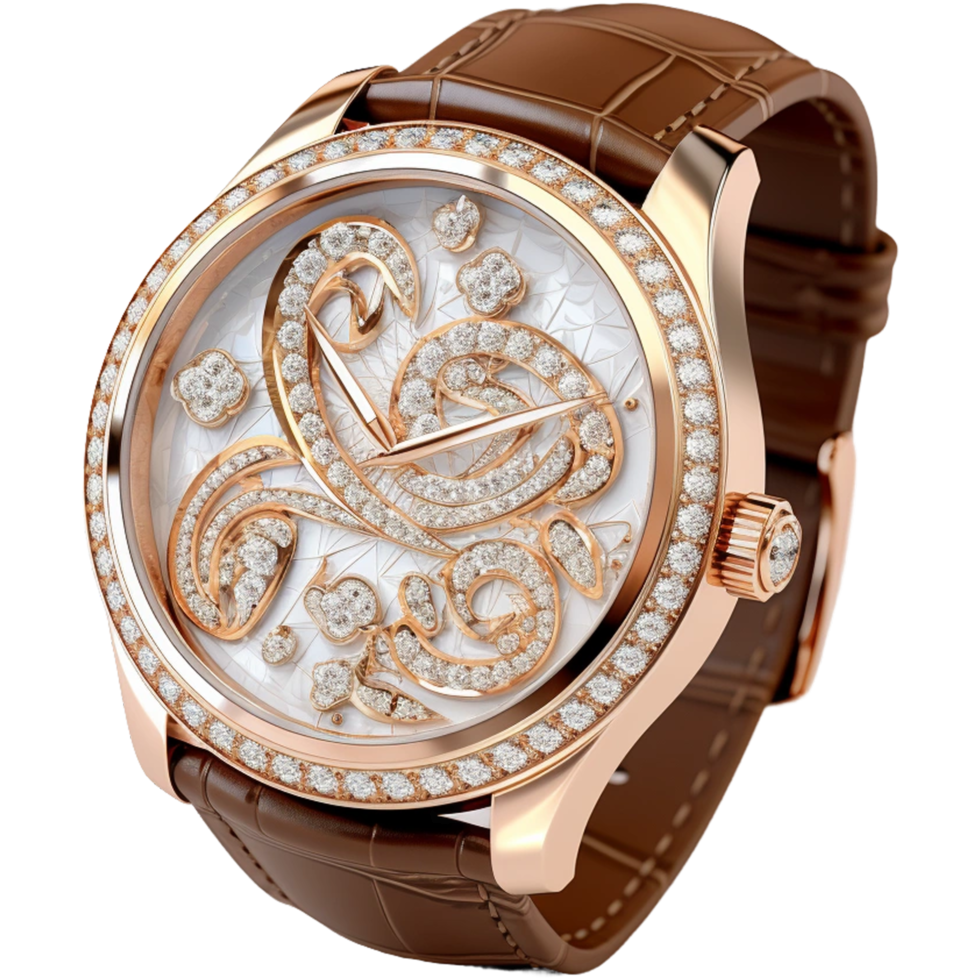 Luxury Brand Ladies Diamond Watch generative ai png