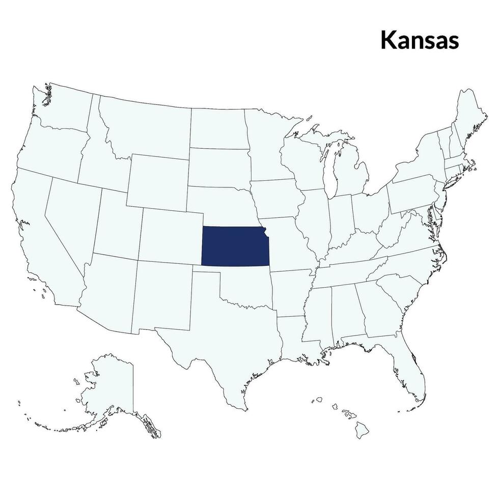 mapa de Kansas. Kansas mapa. Estados Unidos mapa vector