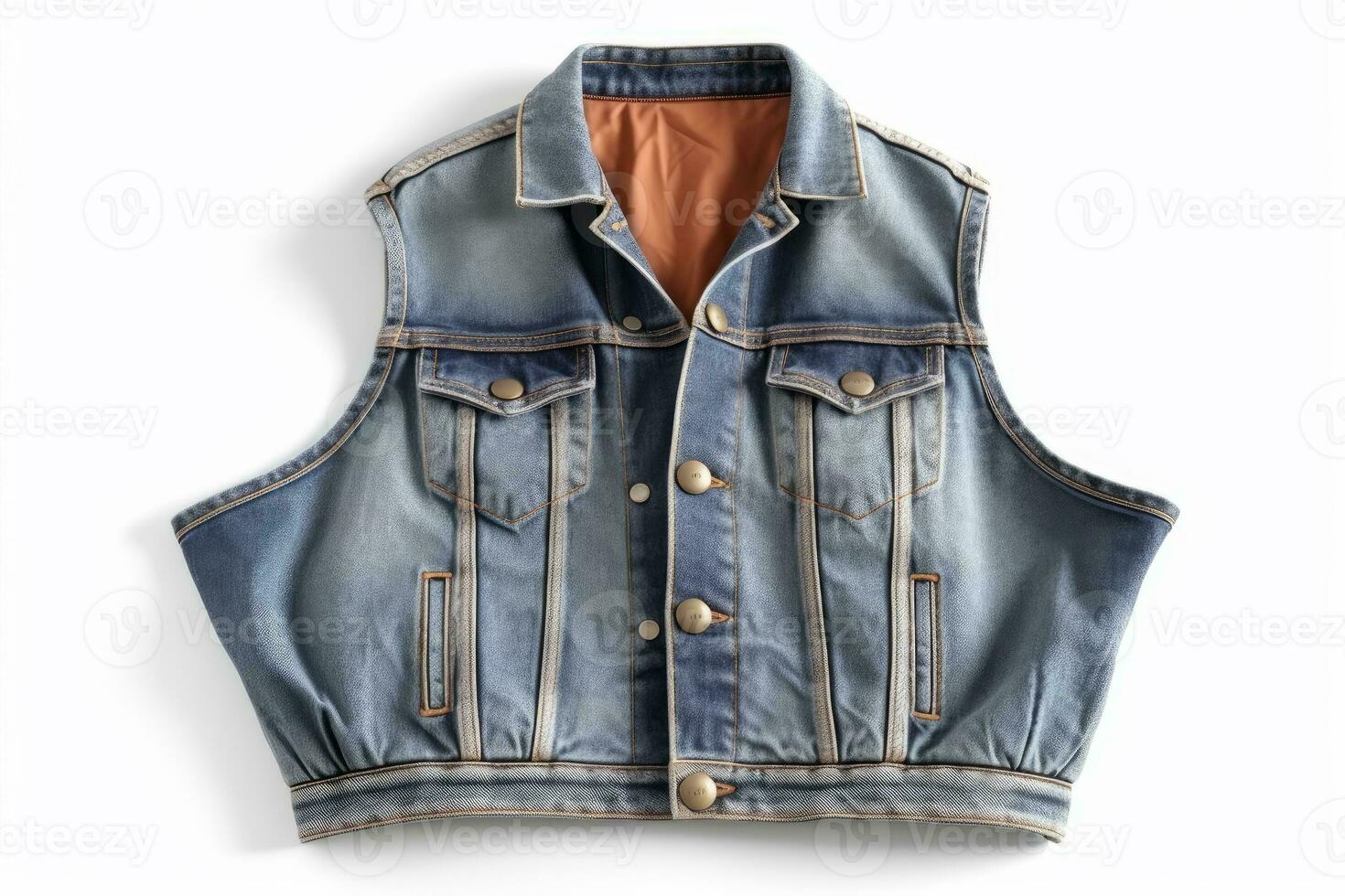 ai generative Denim jacket isolated on white background. Clipping path included. photo