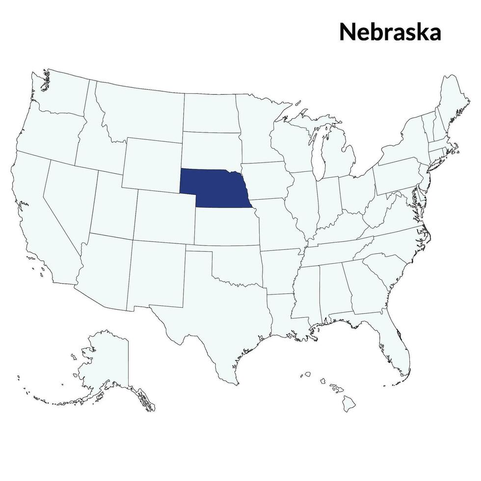 mapa de Nebraska. Nebraska mapa. Estados Unidos mapa vector