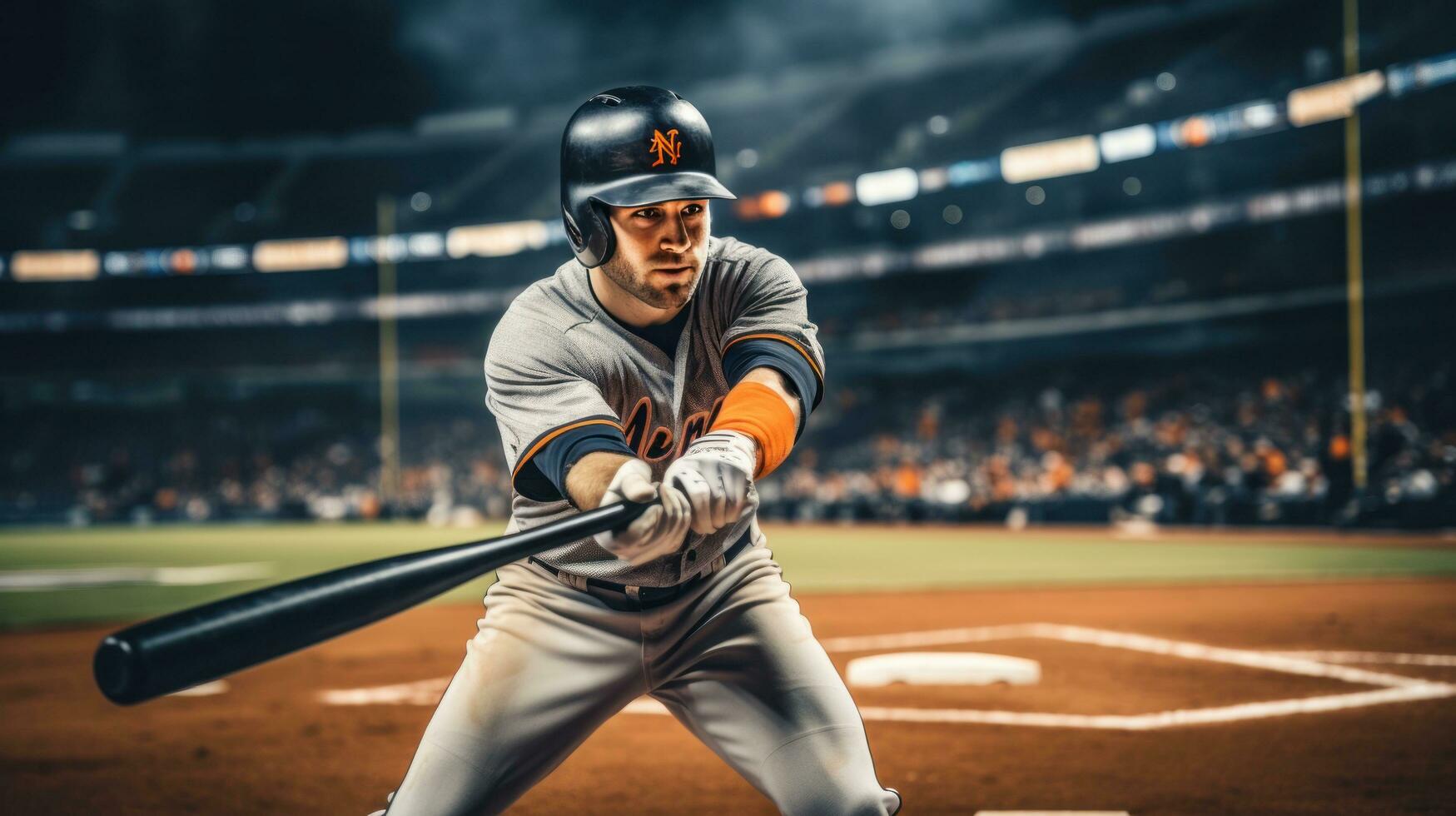 Professional baseball player in action on grand arena photo