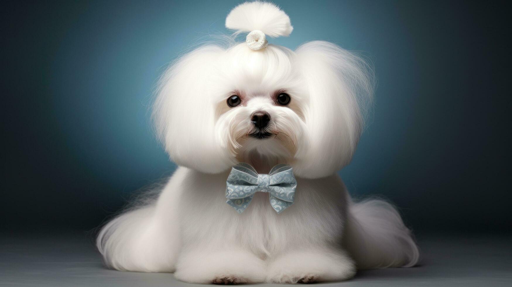 Maltese with a glamorous and voluminous show cut photo