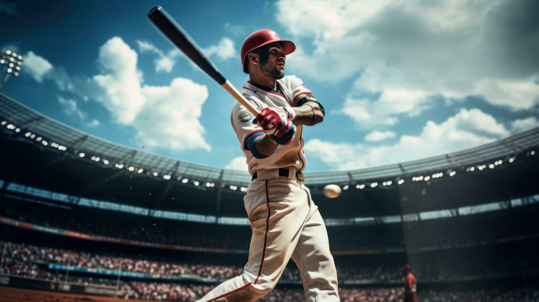 Professional baseball player in action on grand arena photo