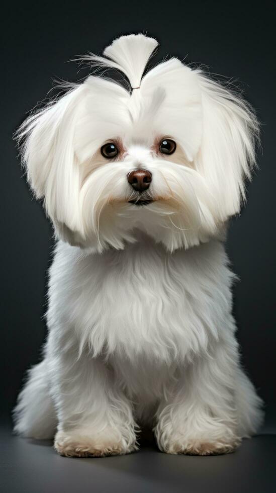 Maltese with a glamorous and voluminous show cut photo