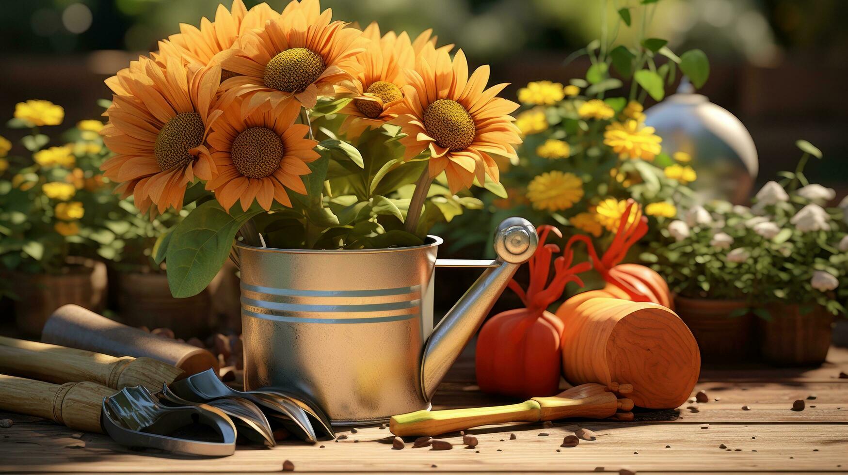 Gardening - Set Of Tools For Gardener And Flowerpots close-up photo