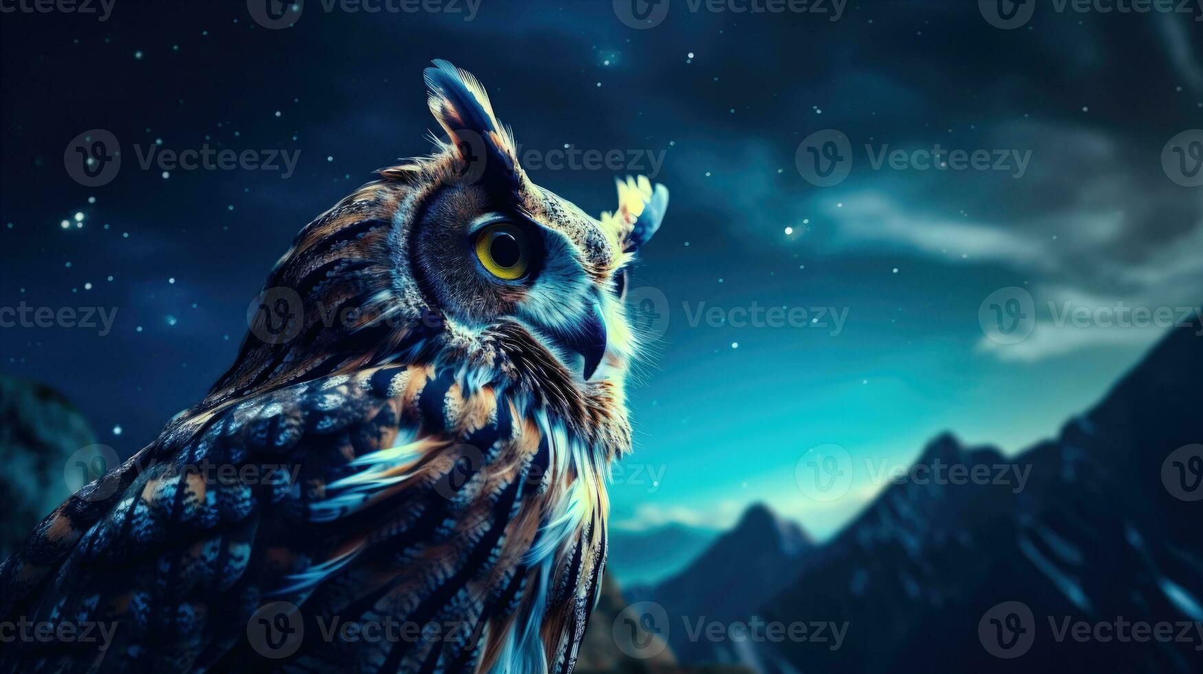 Owl Stargazing at the Night Sky A Celestial Observer AI Generated photo