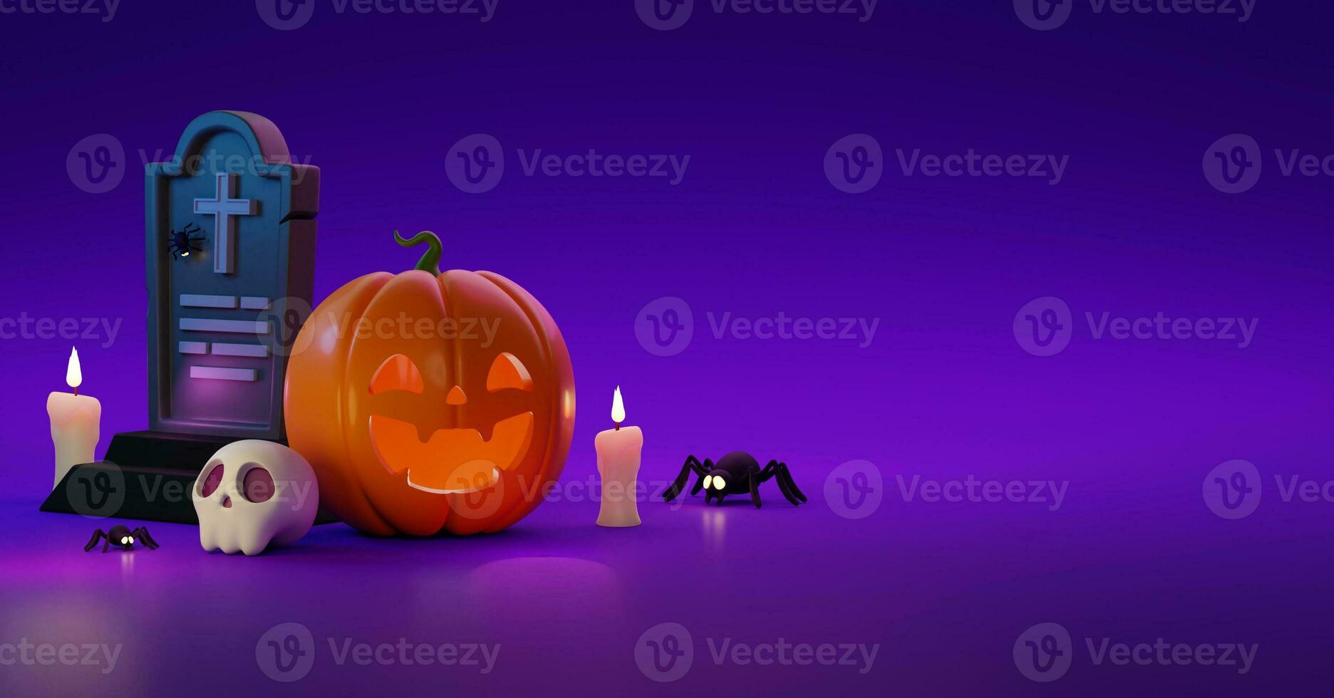 3D Halloween Background template. Halloween design element In 3D and plastic cartoon style. Halloween pumpkin 3D style for poster, banner, greeting card photo