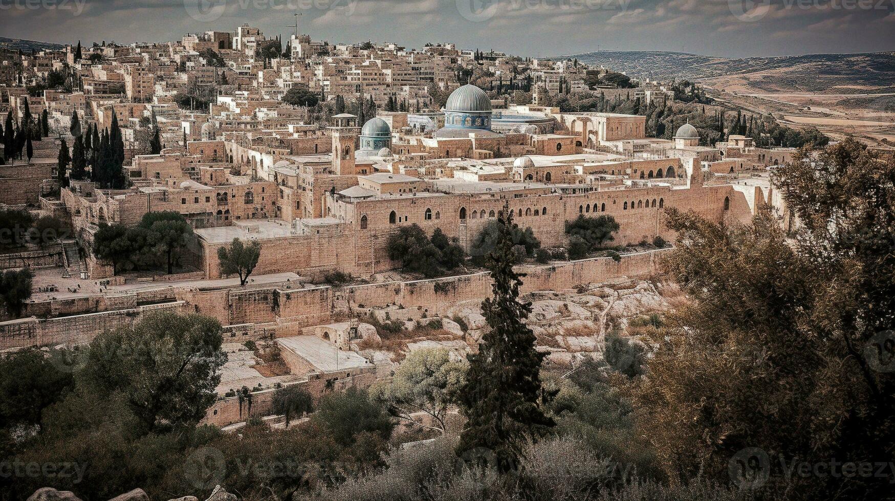 wide view of jerusalem   generative AI photo