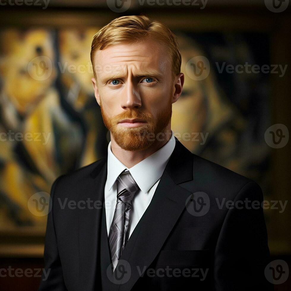 Modern Portrait Vincent Van Gogh as an Art Dealer   generative ai photo