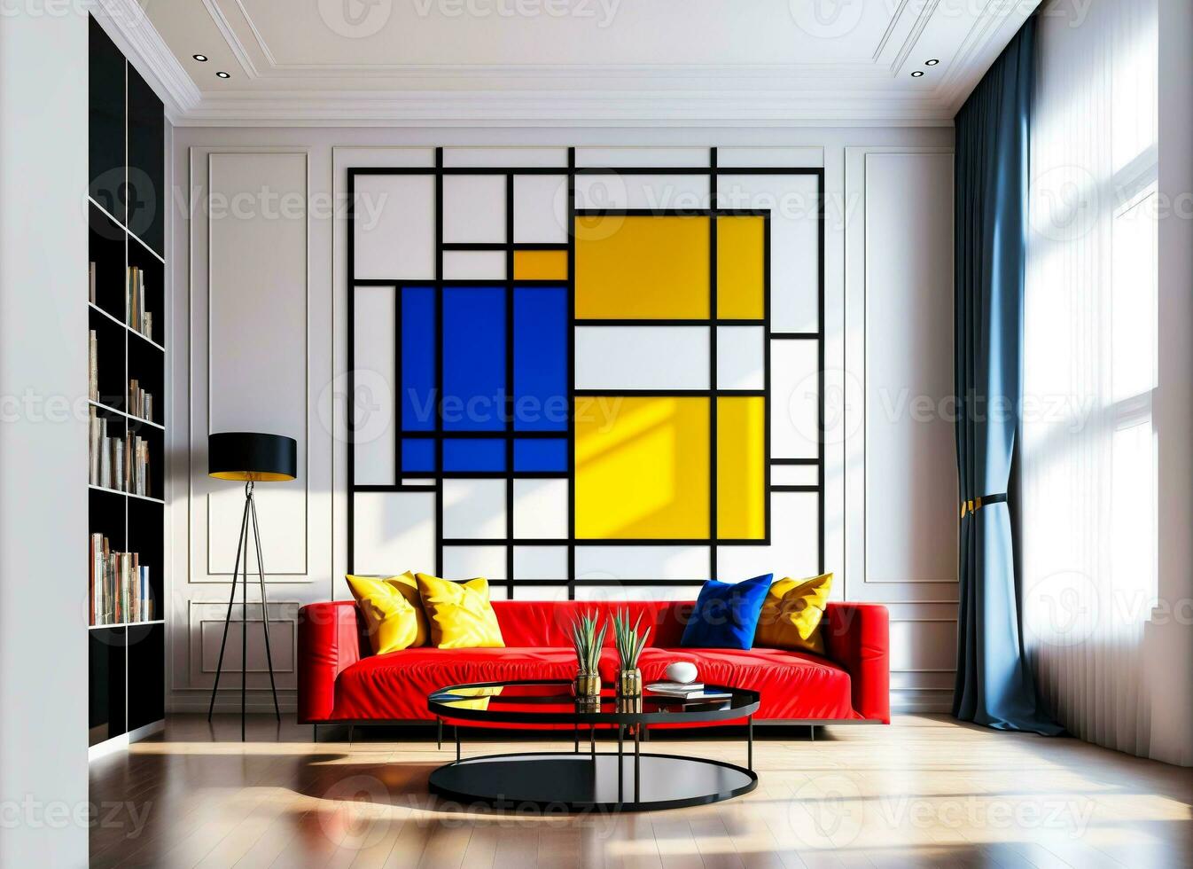 Luxurious Contemporary Living Room Design   generative ai photo