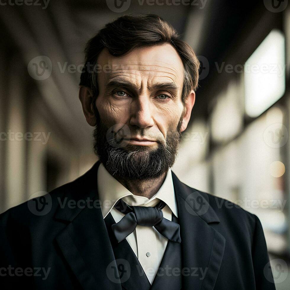 Contemporary Portrayal Abraham Lincoln in Modern Attire   generativa ai photo