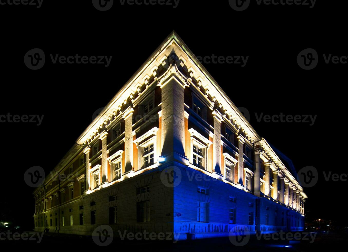 Night at Chambery Courthouse Illuminated Blue Architecture photo