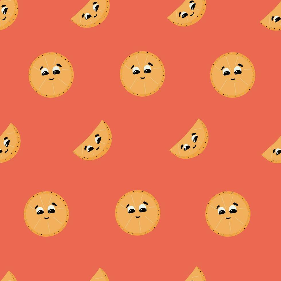 Lemons sunny groovy hand drawn seamless pattern. Vector illustration