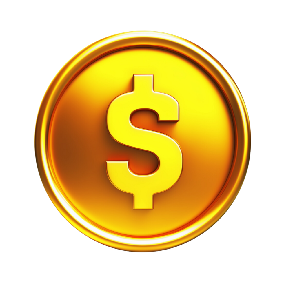 3d gold coin no background png