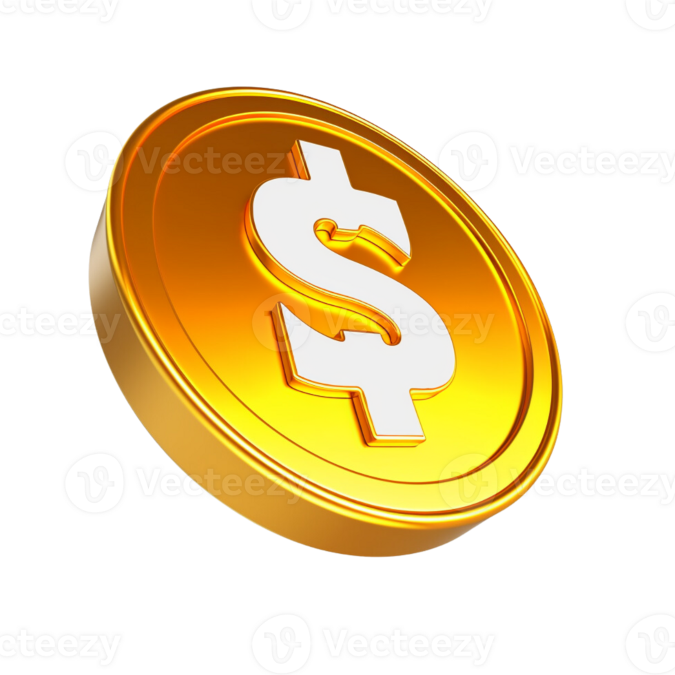 3d gold coin no background png