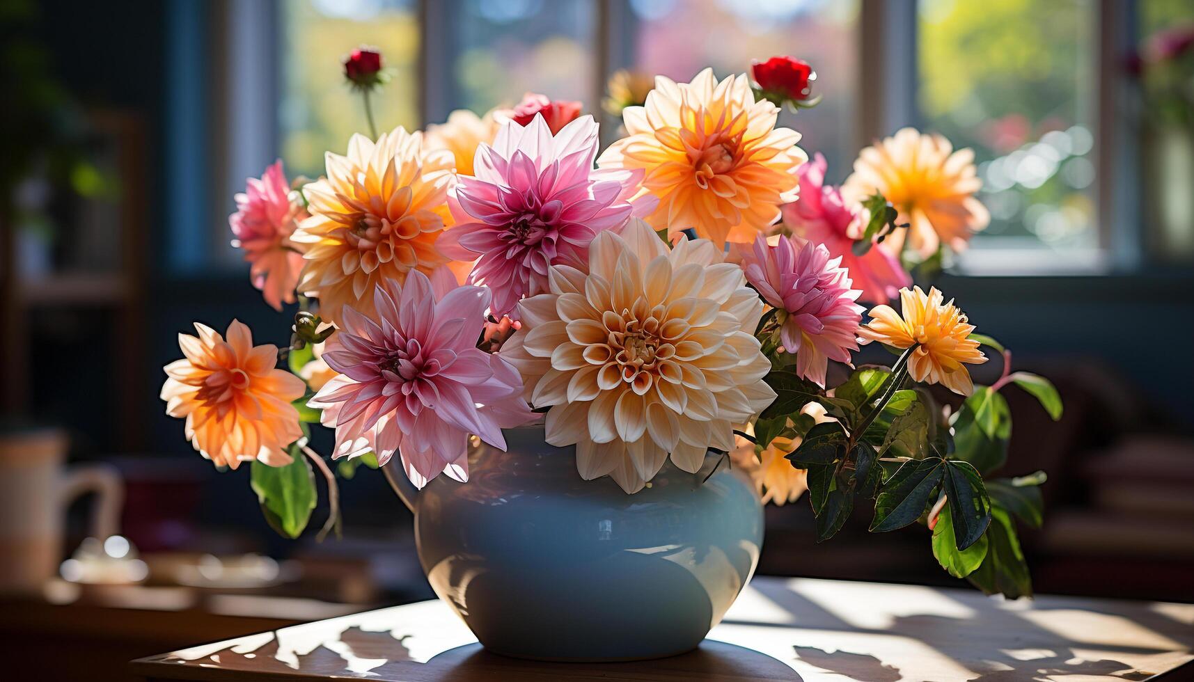 Freshness and beauty in nature, a bouquet of pink flowers generated by AI photo