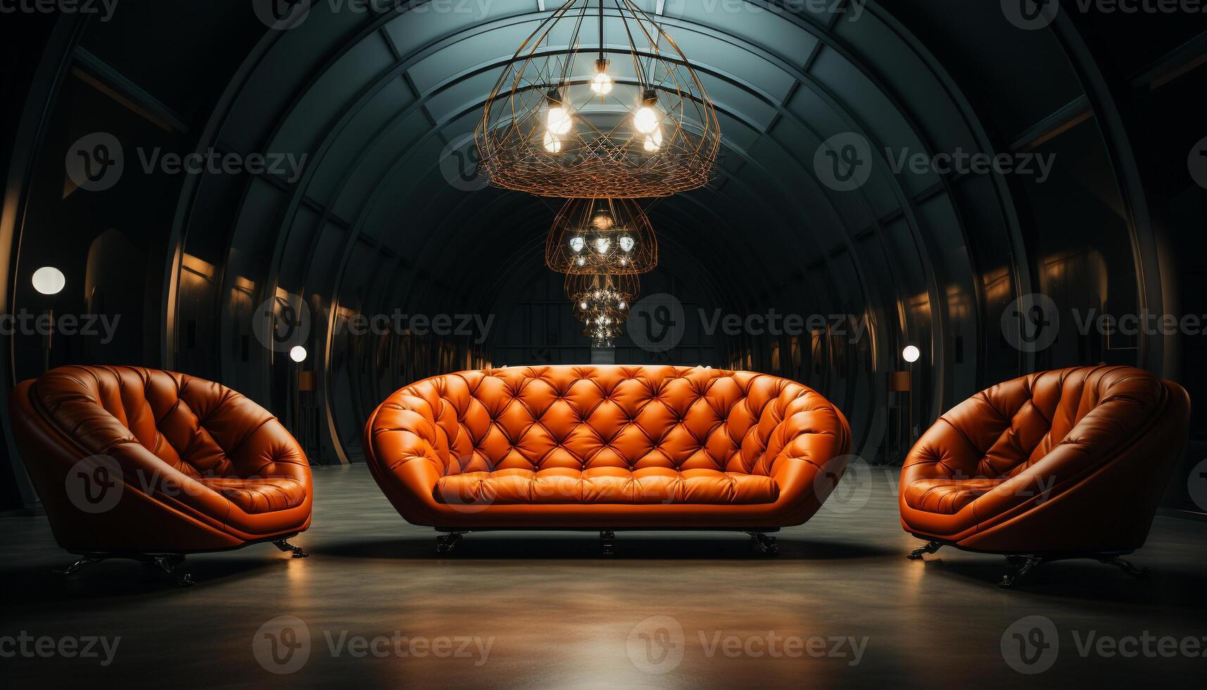 Luxury sofa and chair in a modern, elegant, and comfortable living room generated by AI photo