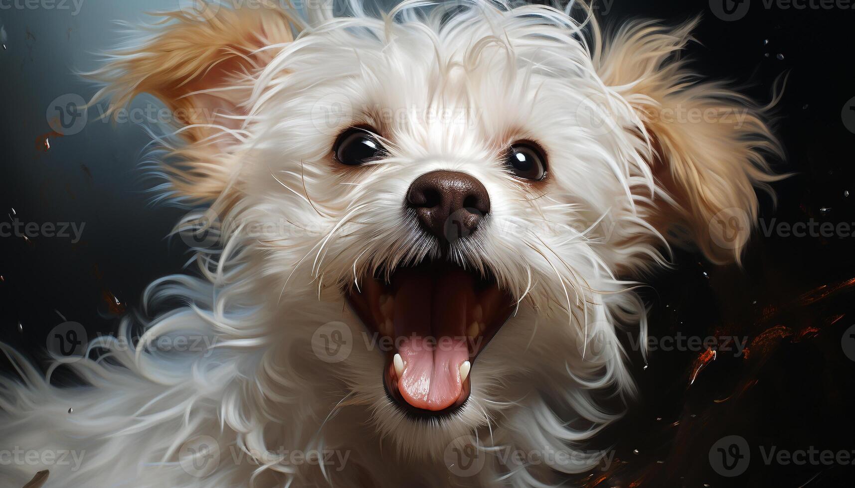 Cute puppy, small terrier, looking at camera, fluffy, playful, sitting generated by AI photo