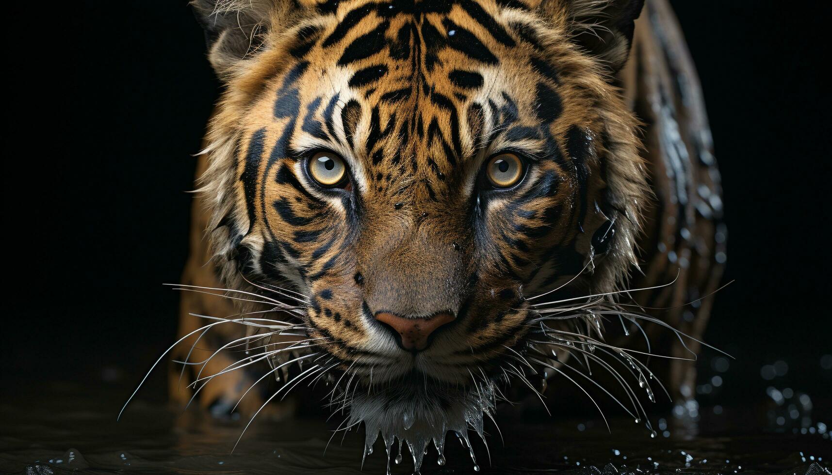 Majestic tiger, striped beauty, staring with aggression in the wild generated by AI photo