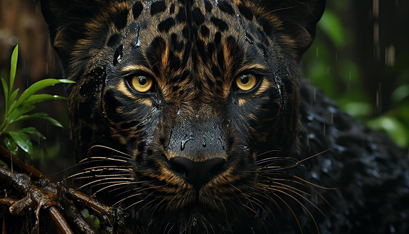 A cute feline mammal looking at camera in the forest generated by AI photo