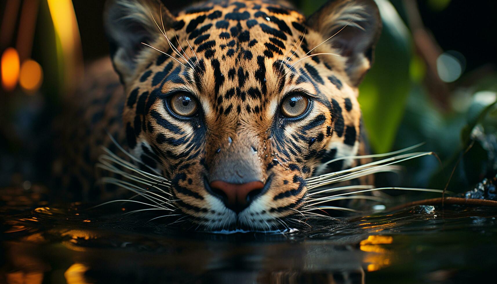 Bengala tigre, feroz y hermoso, miradas dentro el cámara generado por ai foto