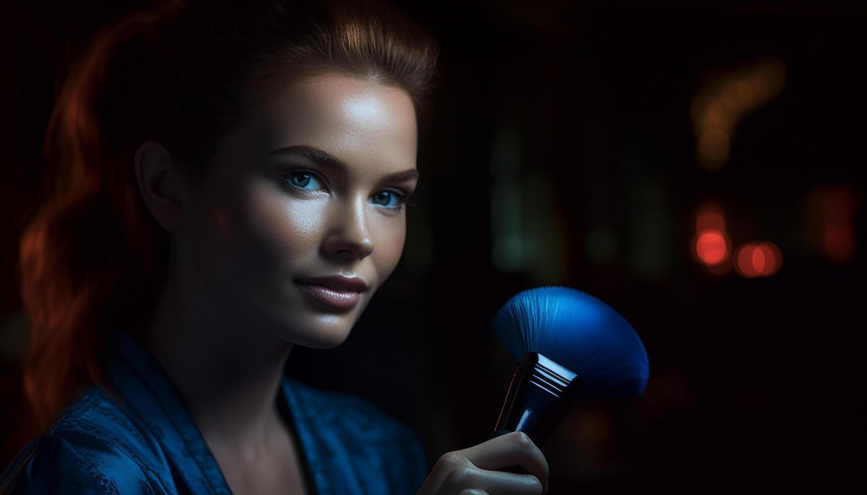 Elegant singer on stage, captivating audience with her beautiful voice