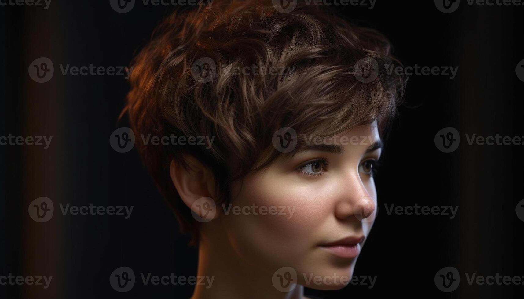 Cute child with brown hair looking at camera with confidence generated by AI photo