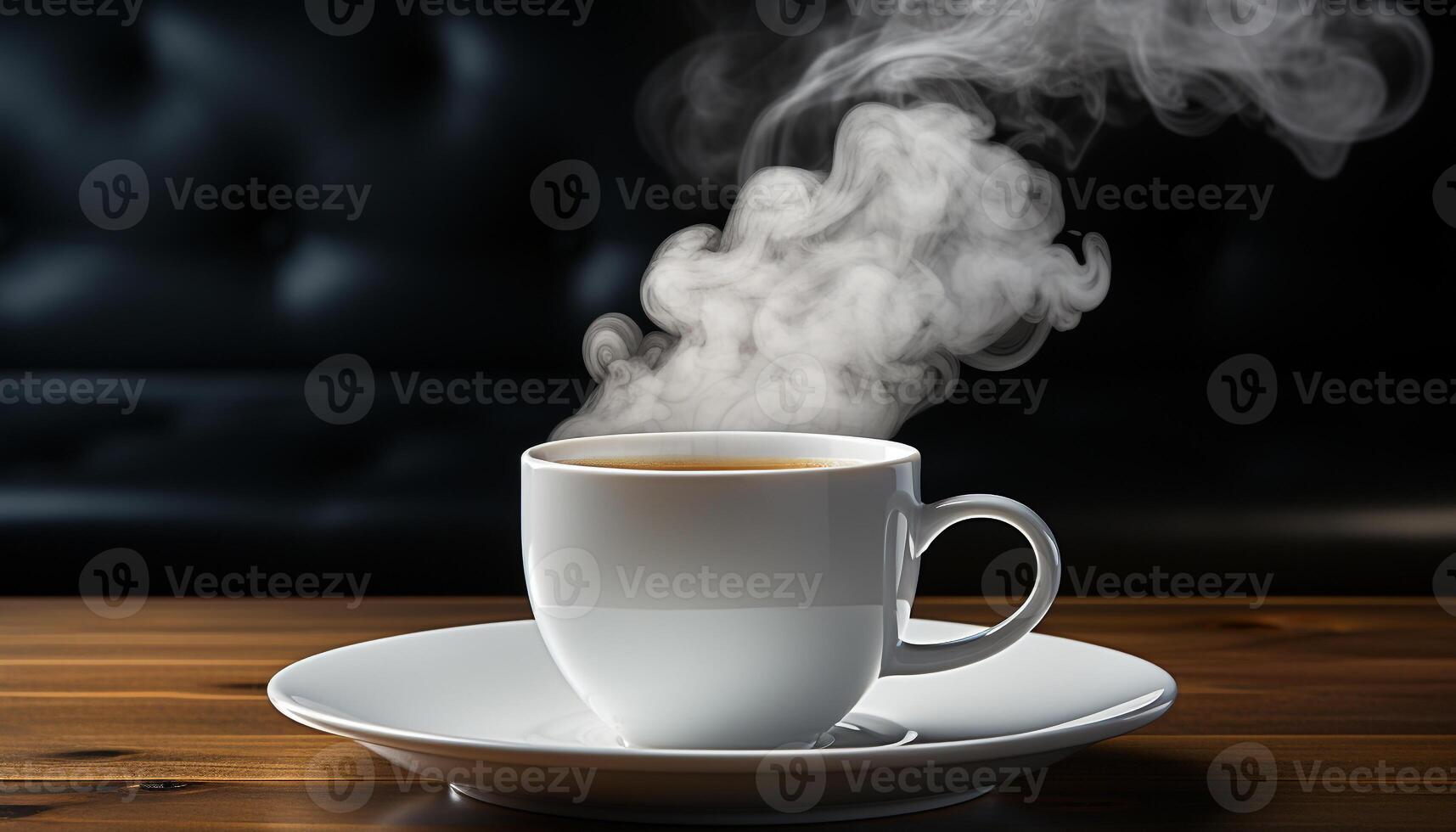 Steam rises from the hot coffee, a comforting caffeine addiction generated by AI photo