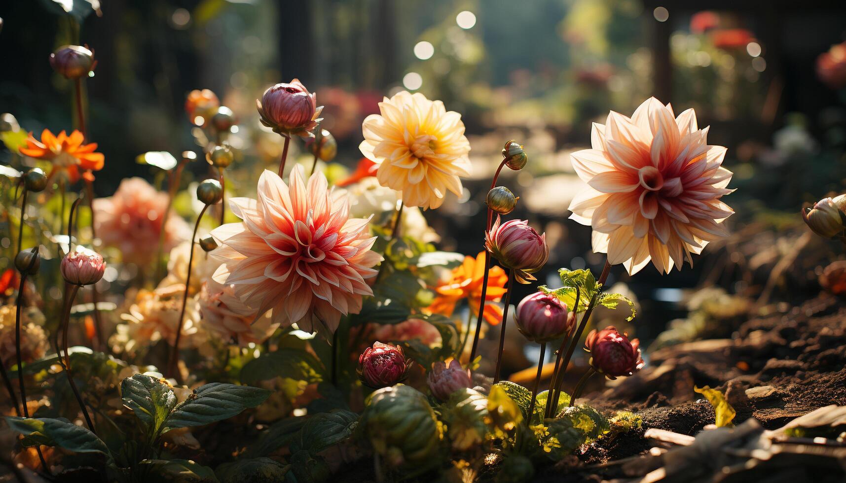 Nature beauty in a vibrant bouquet, a gift of love generated by AI photo