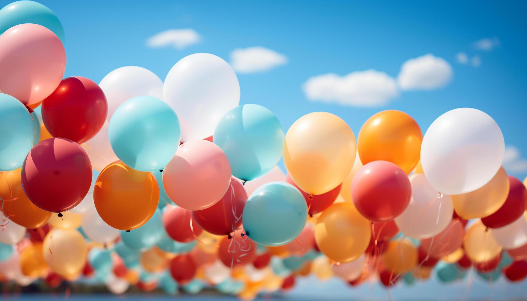 Celebration in the sky, colorful balloons bring joy and freedom generated by AI photo