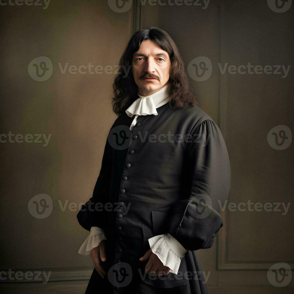 Modern Philosopher Rene Descartes Reimagined with Generative AI photo