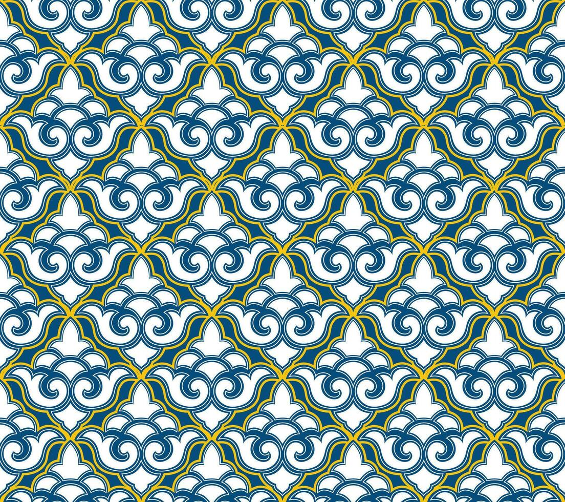 Abstract floral seamless pattern. Flourish tiled oriental ethnic background. Arabic ornament with asian flower motif. Good for fabric, textile, wallpaper or package background design. vector