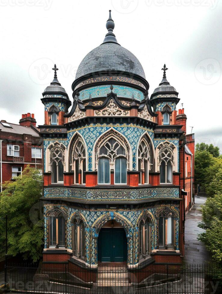 Exterior View of an English Synagogue in the Style of Princes Road Synagogue in Liverpool   generative AI photo