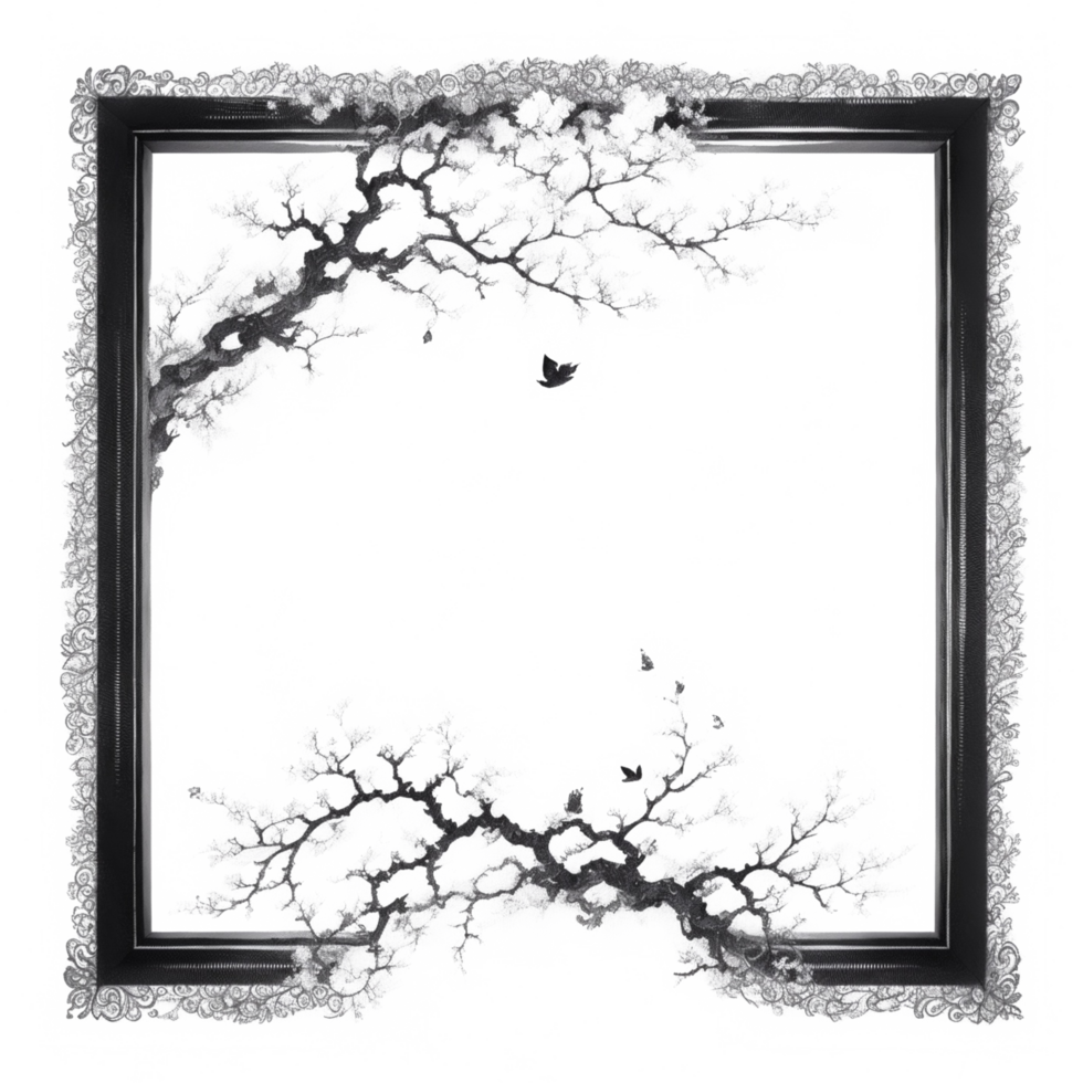 Japanese Style Link Art Border Frame Ai Generative png