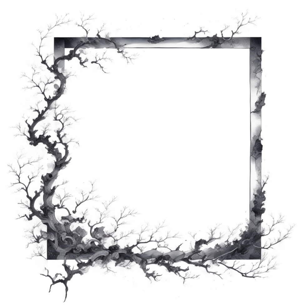 Japanese Style Link Art Border Frame Ai Generative png