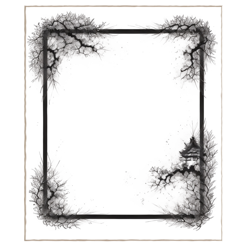 Japanese Style Link Art Border Frame Ai Generative png