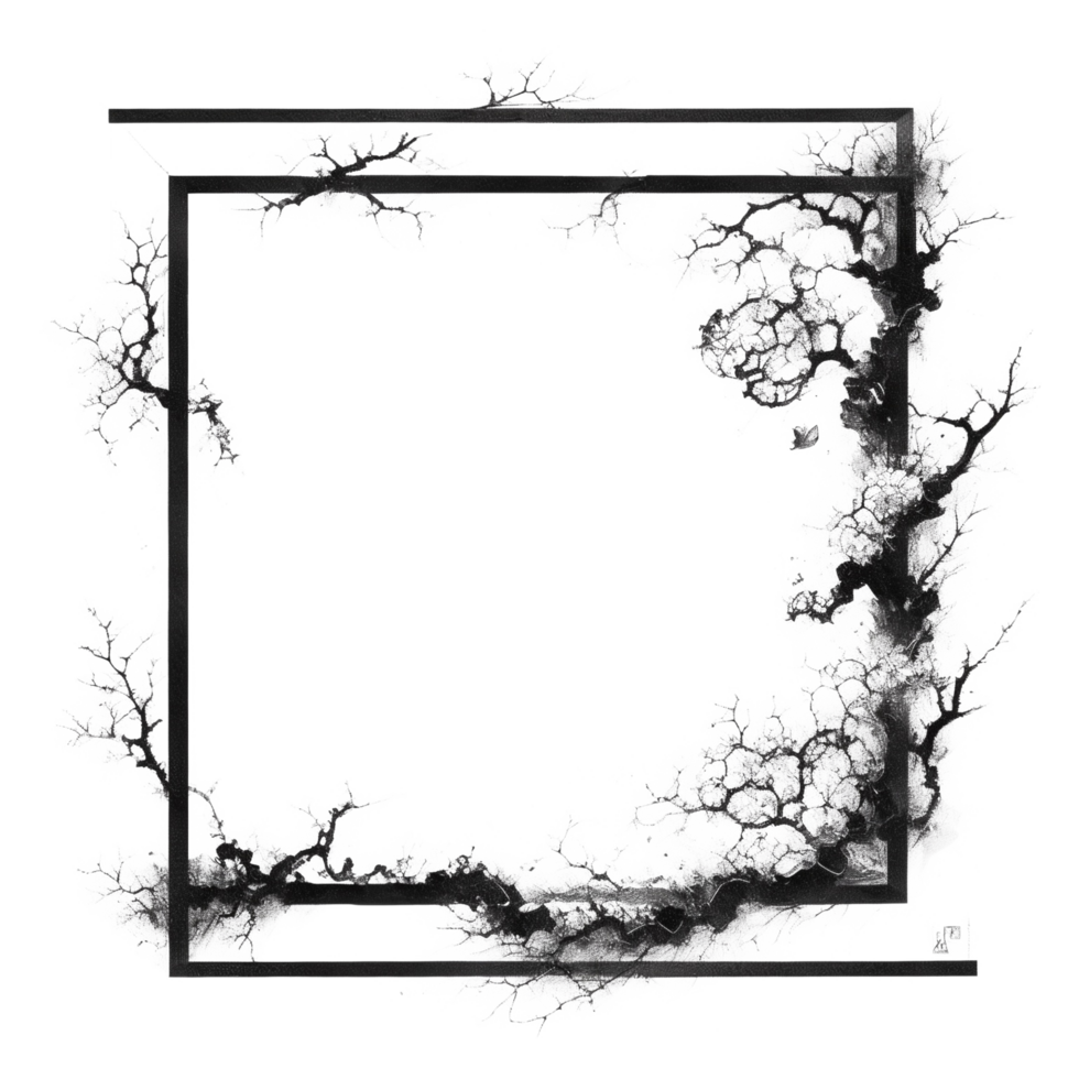 Japanese Style Link Art Border Frame Ai Generative png