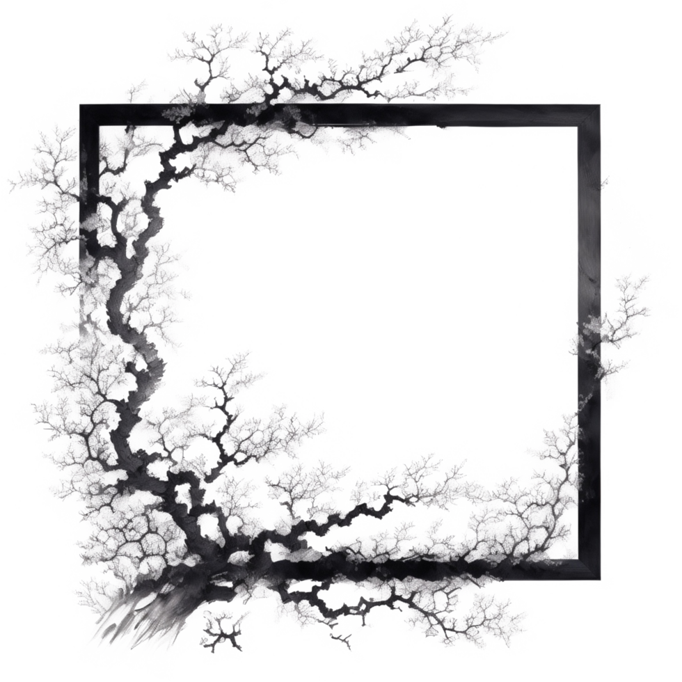 Japanese Style Link Art Border Frame Ai Generative png