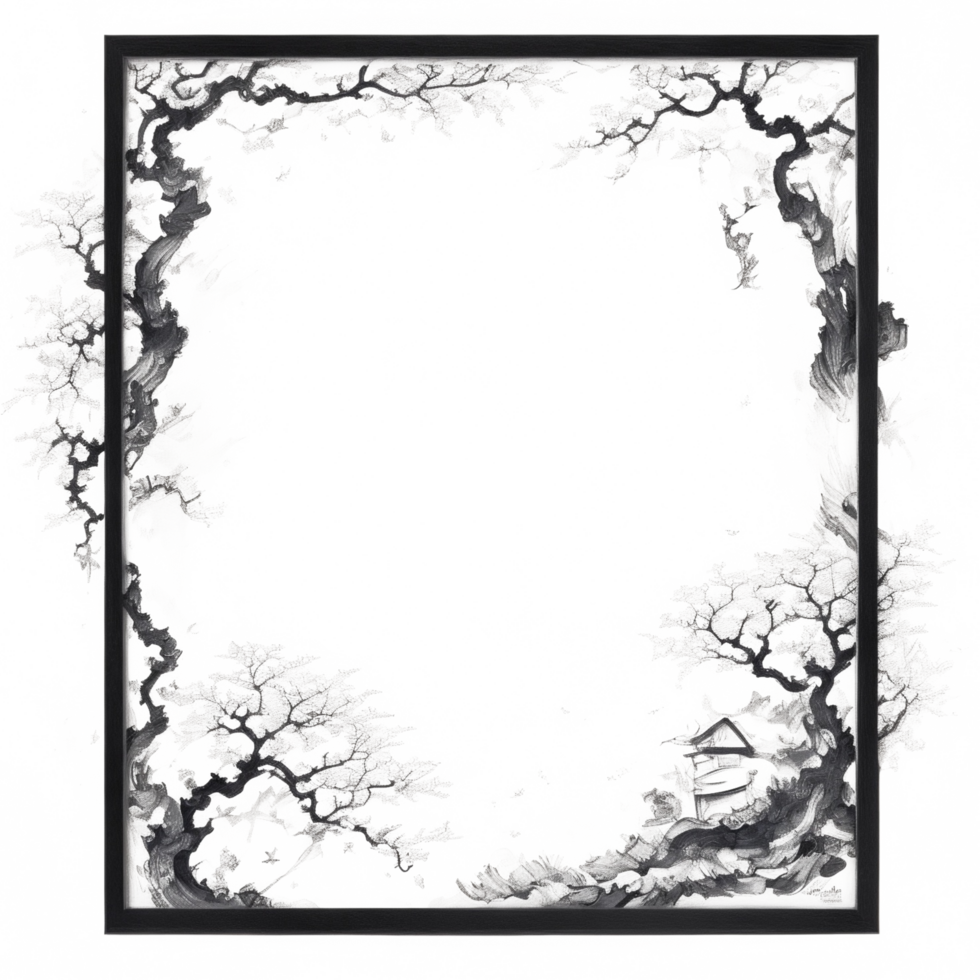 Japanese Style Link Art Border Frame Ai Generative png
