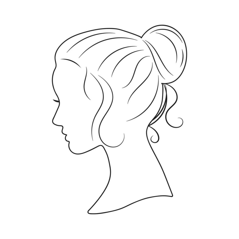 contorno retrato de un joven hermosa mujer en perfil. bosquejo. mínimo diseño, elegante estilo. vector