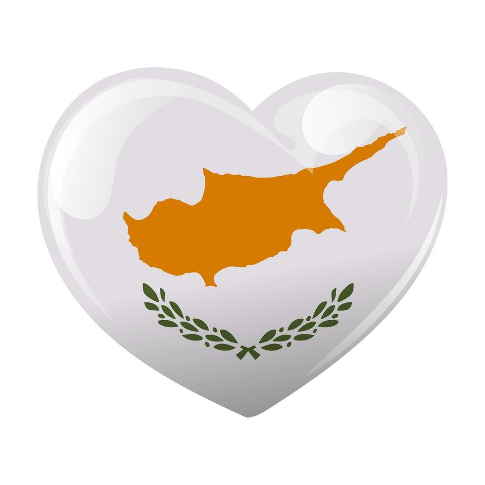 Flag of Cyprus in the shape of a heart. Heart with Cyprus flag. 3D illustration, vector