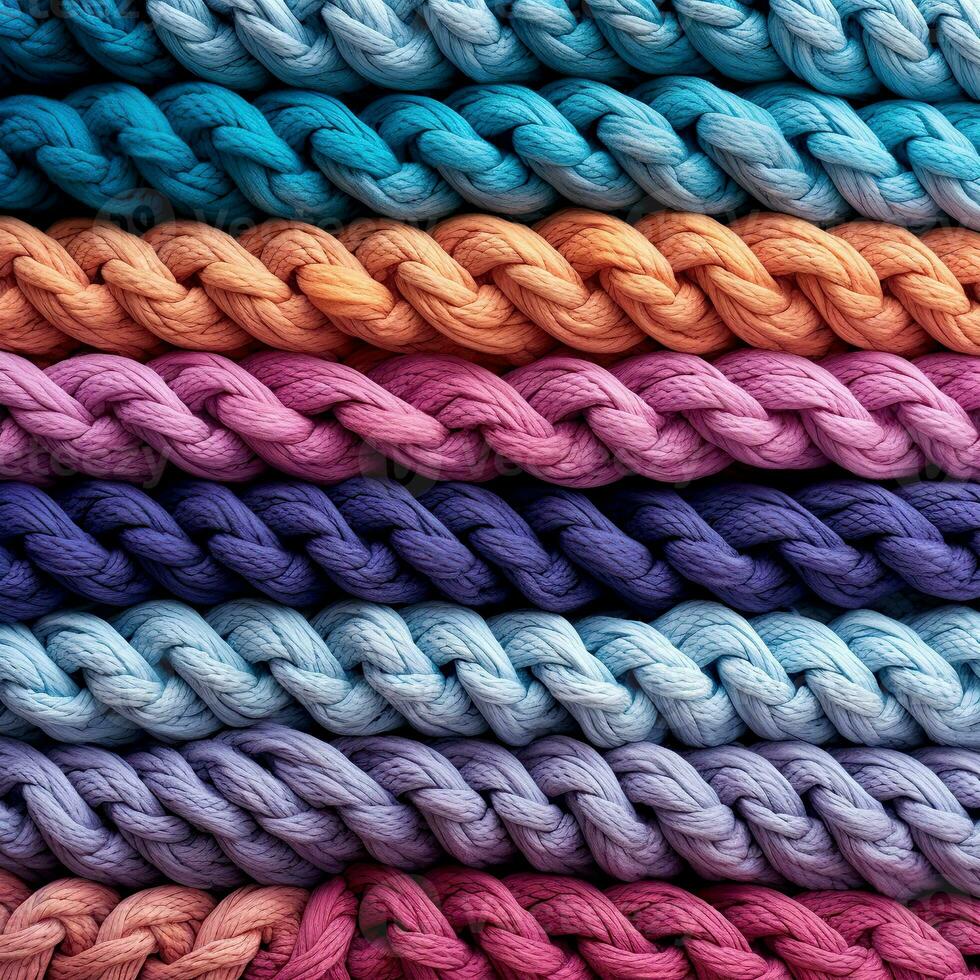 Colorful knitted scarf as a background. Close-up. AI Generated photo