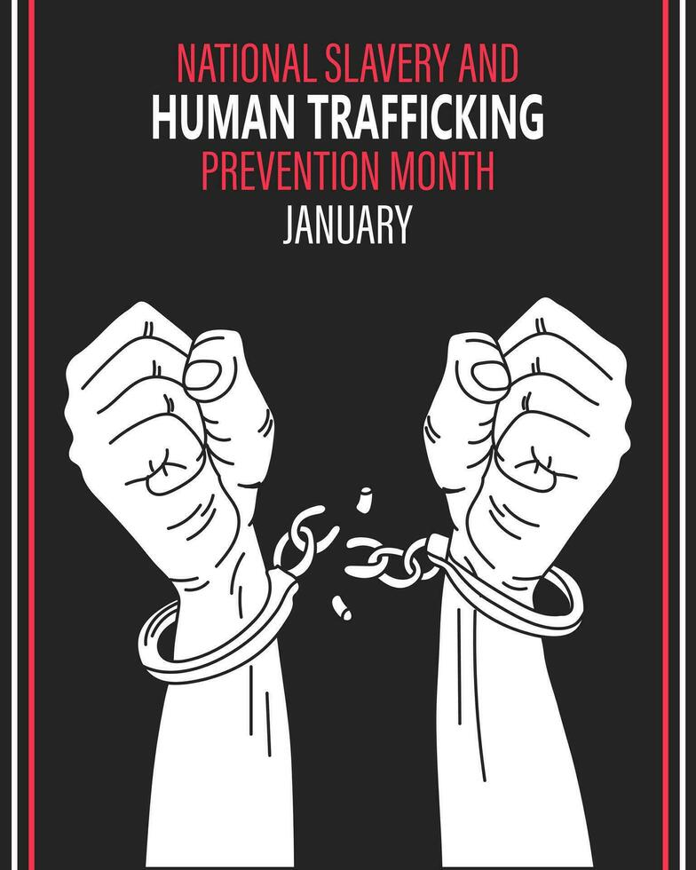 The concept of national slavery and human trafficking, men's hands break the chains. Illustration, vector. vector