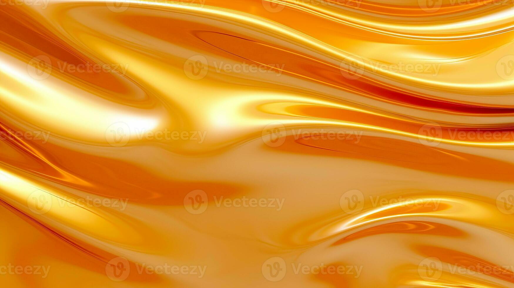 Abstract background with smooth lines in yellow and orange colors for design. Gold metal flow texture. AI Generated photo