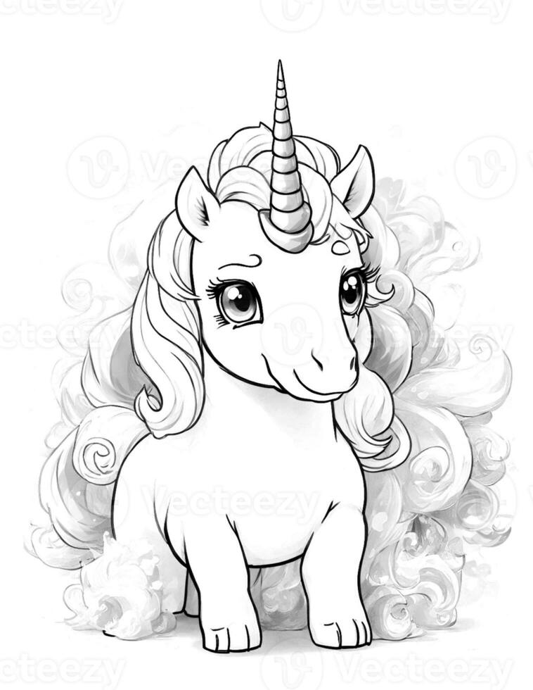 kawaii unicorn coloring book for kids photo