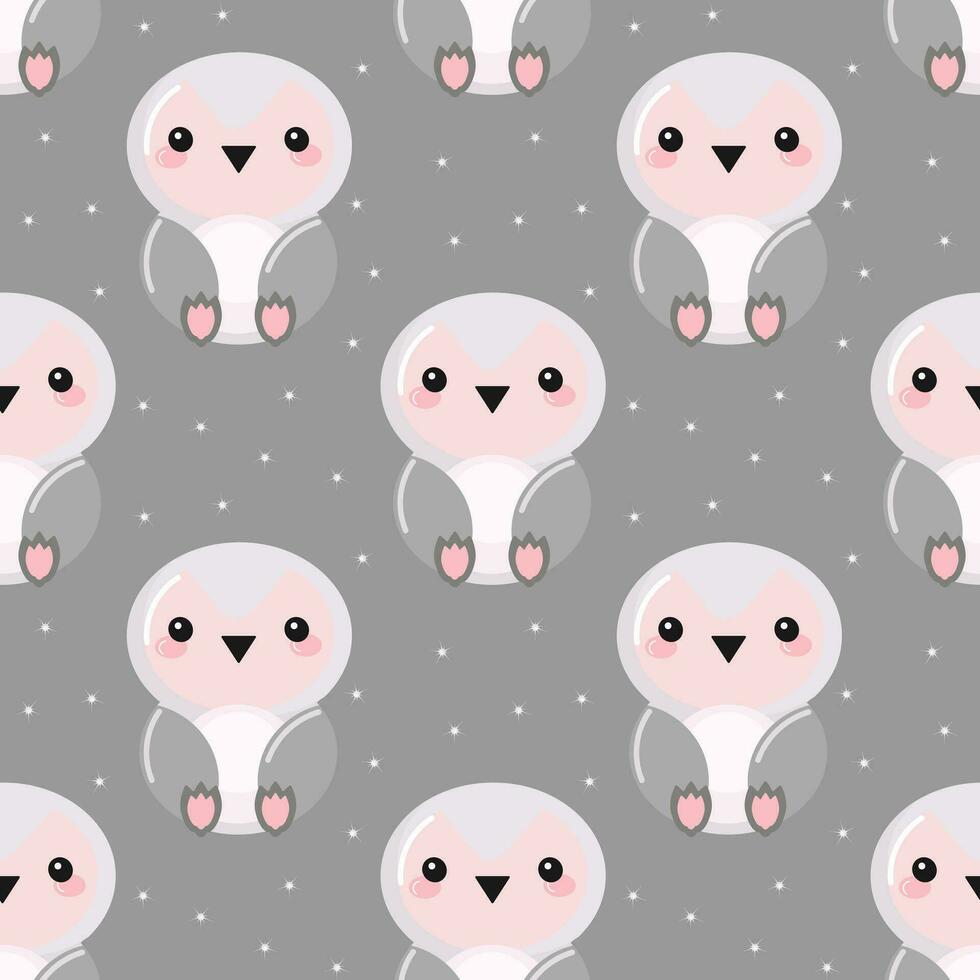 sin costura patrón, linda dibujos animados pingüinos en un estrellado antecedentes. para niños imprimir, textil, fondo, vector