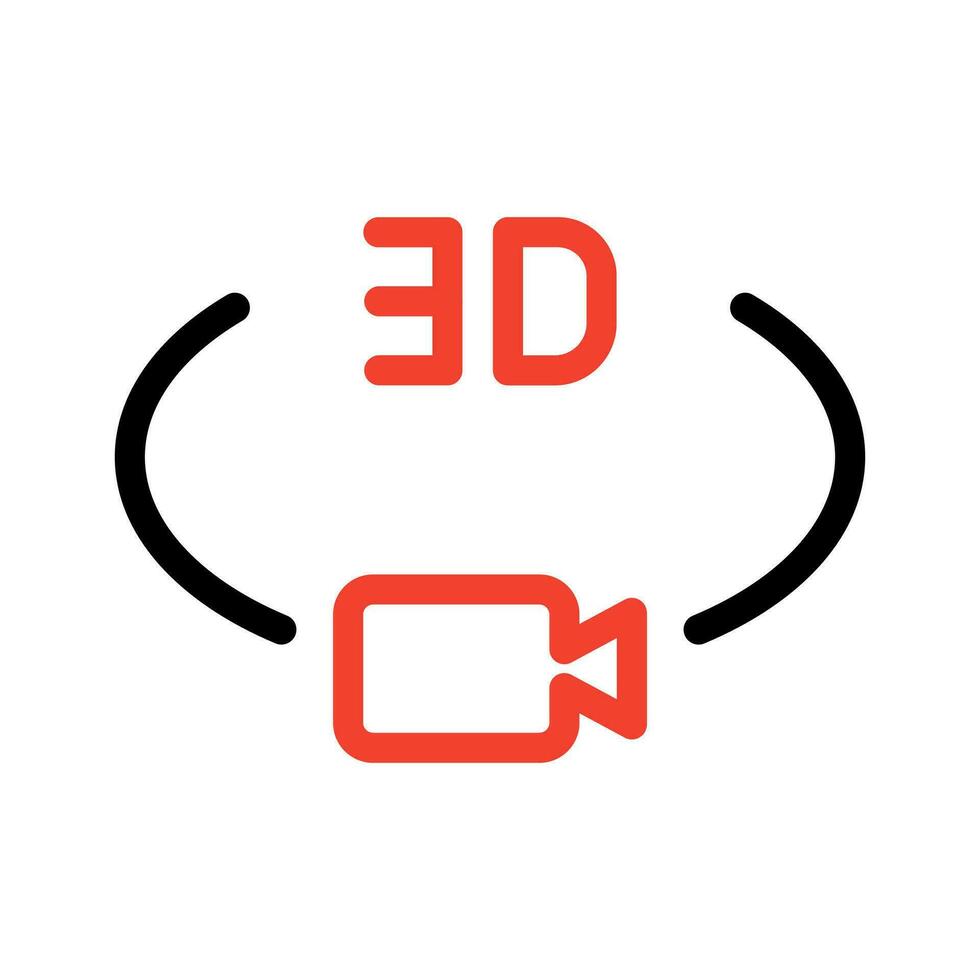 3d video view icon, vector 360 degree view symbol on white background in simple, editable design.