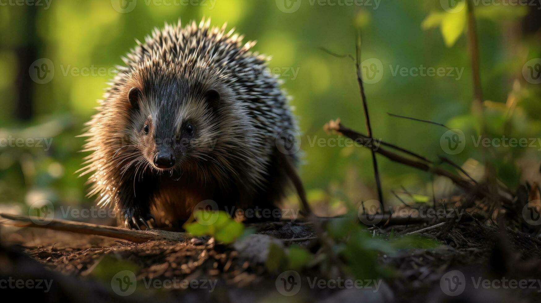 hermosa erizo en natural habitat al aire libre en el naturaleza. generativo ai foto