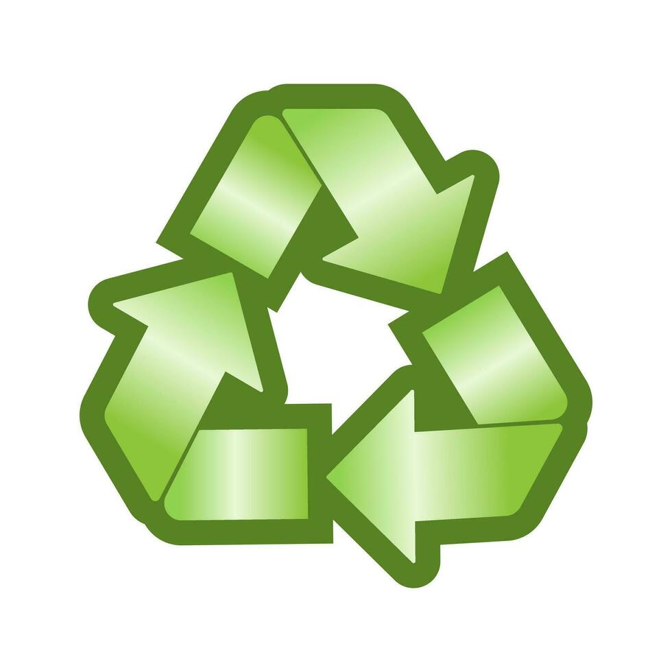 Ecological icon. Green 3D recycling sign. Badge, sticker, vector